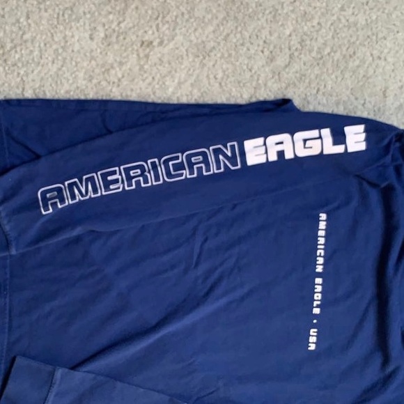 Dark Blue American Eagle USA Long Sleeve with Lettering on Sleeves - Picture 4 of 4